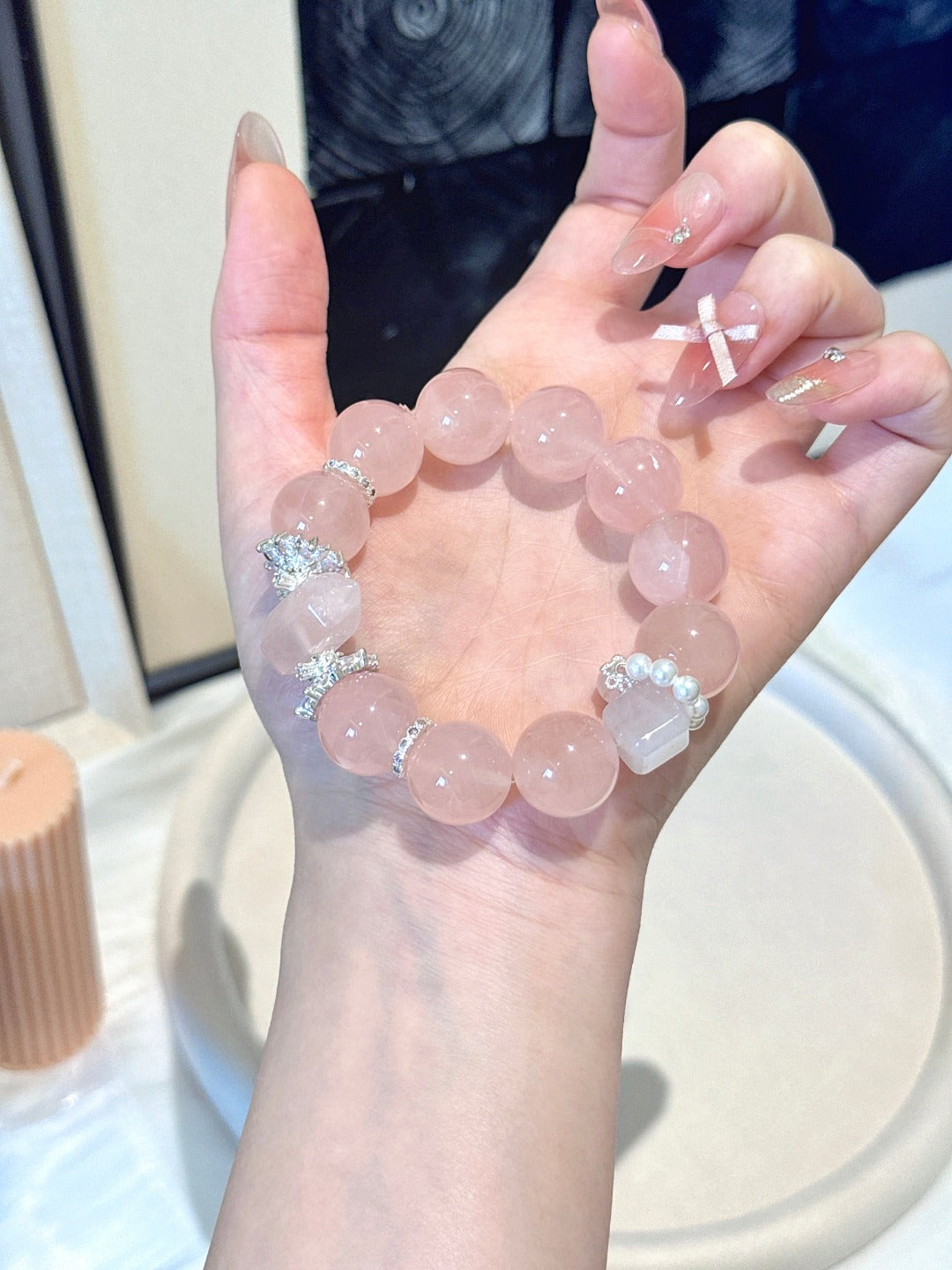▫️▪️ Pink crystal double-pointed bracelet